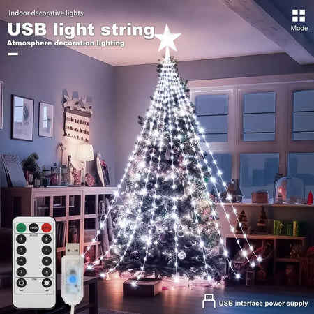Led ao ar livre decorações da árvore de natal luzes usb 2/3m à prova dwaterproof água luzes da corda de fadas 8 modos quintal interior iluminação festa casamento