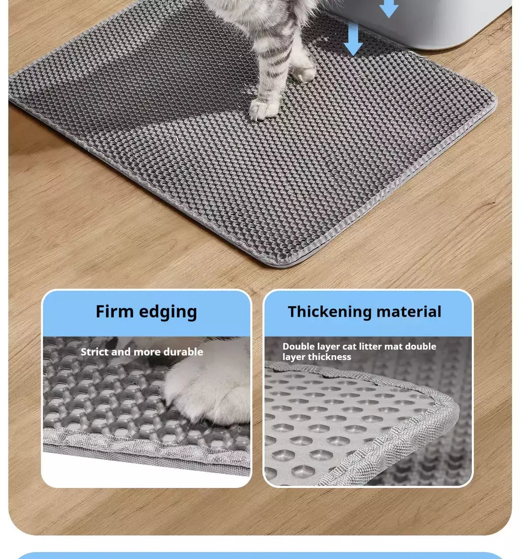 Tapete de areia para gatos, 60cm x 90cm, à prova d'água, camada dupla, caixa de areia para animais de estimação, tapete antiderrapante, areia, lavável, limpo para animais de estimação