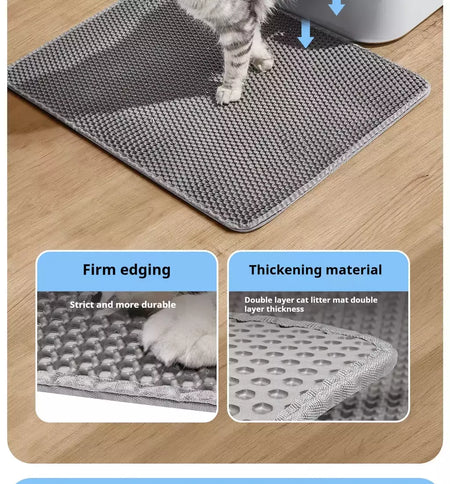 Tapete de areia para gatos, 60cm x 90cm, à prova d'água, camada dupla, caixa de areia para animais de estimação, tapete antiderrapante, areia, lavável, limpo para animais de estimação