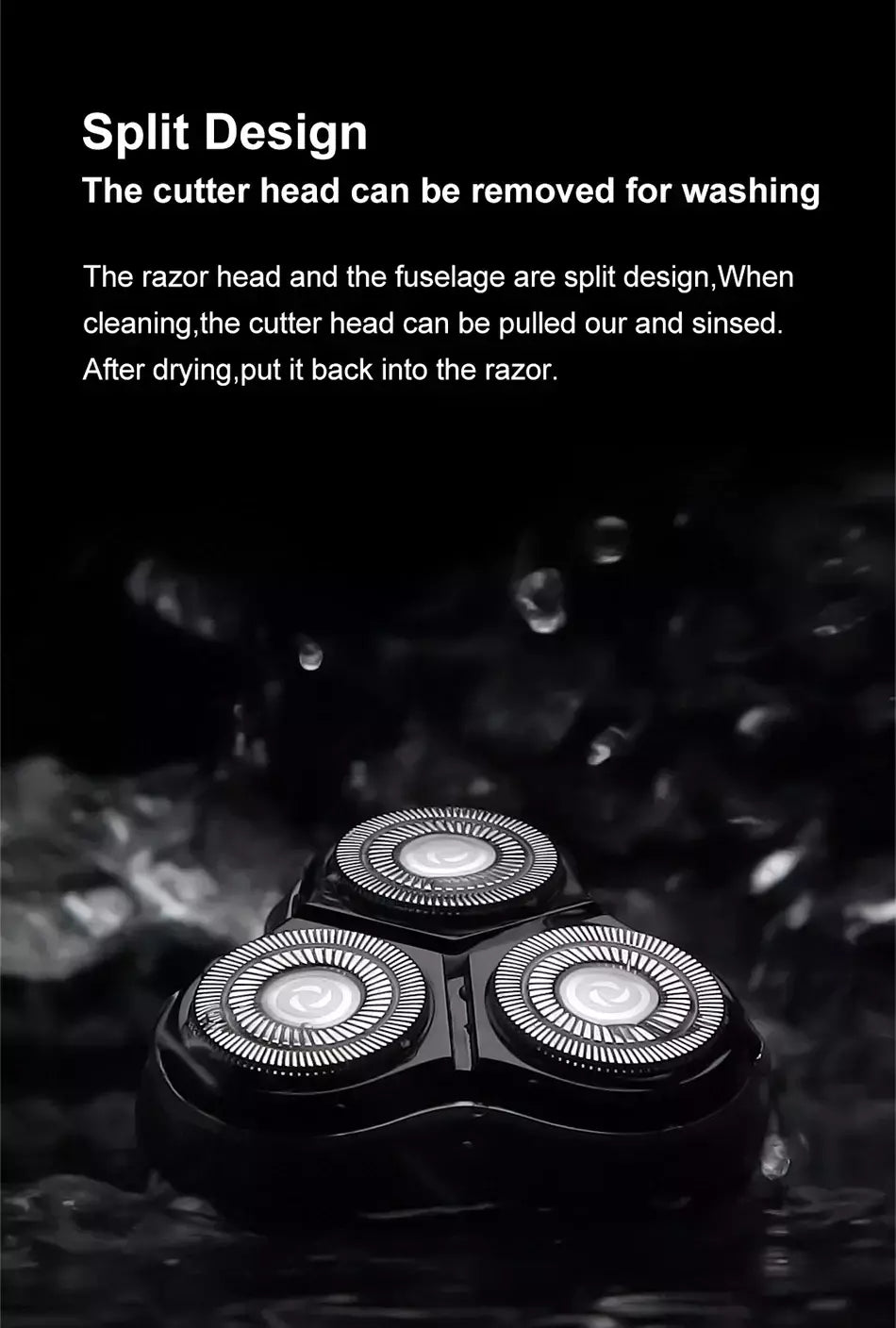 Barbeador rotativo elétrico Enchen Blackstone para homens, lâmina flutuante 3D, lavável tipo C, máquina de barba recarregável USB