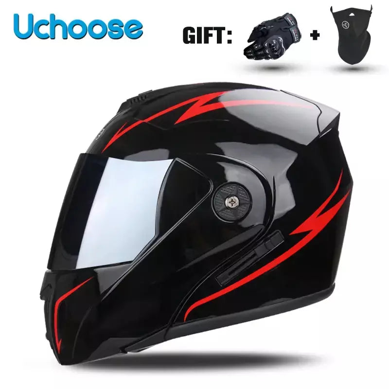 Unisex Capacete com viseira, lente dupla, seção transversal, segurança, modular, flip, capacete, certificação DOT, Uchoose