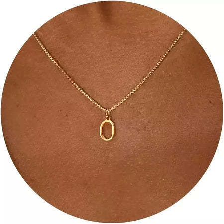 Colar inicial A-Z colar banhado a ouro 18K com letra fofa colar de aço inoxidável para mulheres