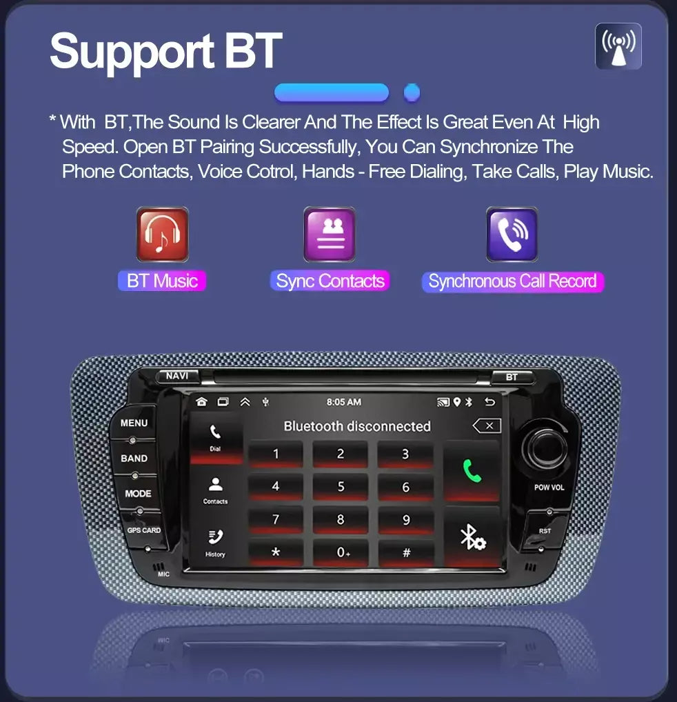 Rádio automotivo sem fio carplay android auto para seat ibiza 6j 2009 - 2013 4g wifi multimídia navegação gps 2din 7 "unidade principal estéreo