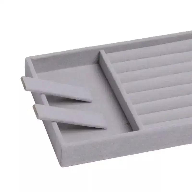 Atualizar caixa de armazenamento de jóias de veludo colar empilhável bandeja de exibição pulseira brinco organizadores diy artesanato gaveta caixa cinza