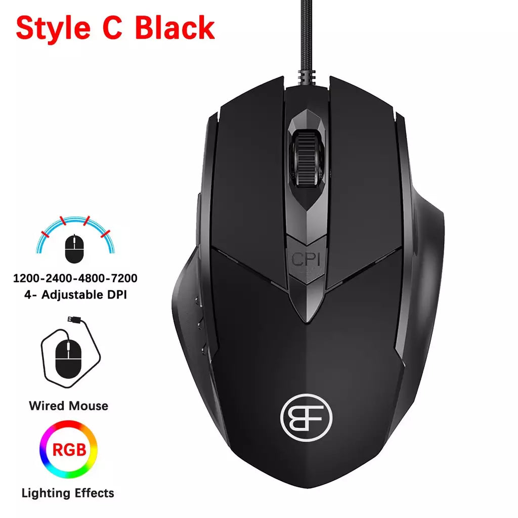 Rato de jogo com fio usb ratos mecânicos usb luz luminosa mouse óptico gamer ratos para computador portátil jogo
