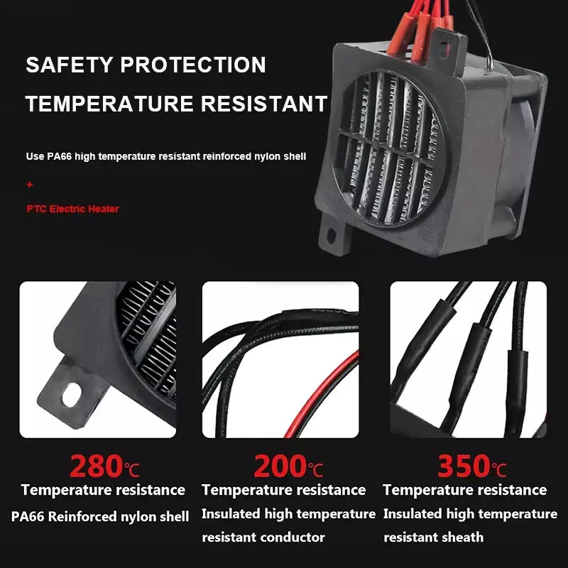 12v ~ 220v 70w ~ 400w aquecedor ptc cerâmica aquecedor de temperatura constante com ventilador ptc aquecedor elétrico incubação elemento de aquecimento de ar ptc