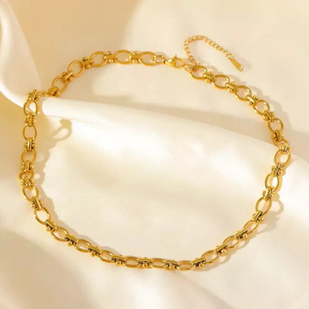 Eilieck 316l aço inoxidável metal charme corrente colar jóias de declaração 18k pvd banhado colar de pescoço corrente para mulher