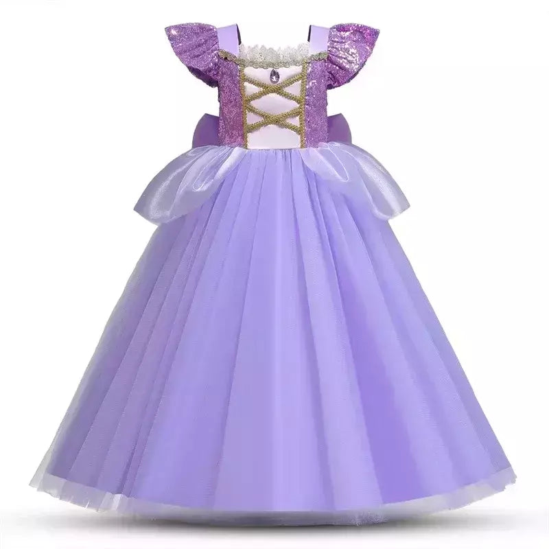 Rapunzel vestido para meninas cinderela belle vestir-se fantasia crianças aniversário princesa traje crianças roupas de festa de halloween 3-10y