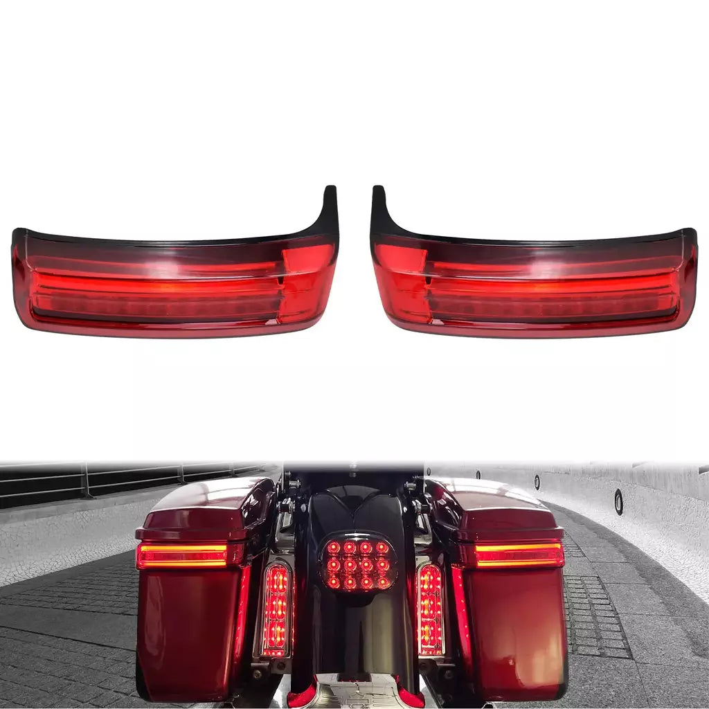 Alforje led para motocicleta, lâmpada de giro, luzes de freio para harley touring road king 97-2022 electra street glide cvo limitado