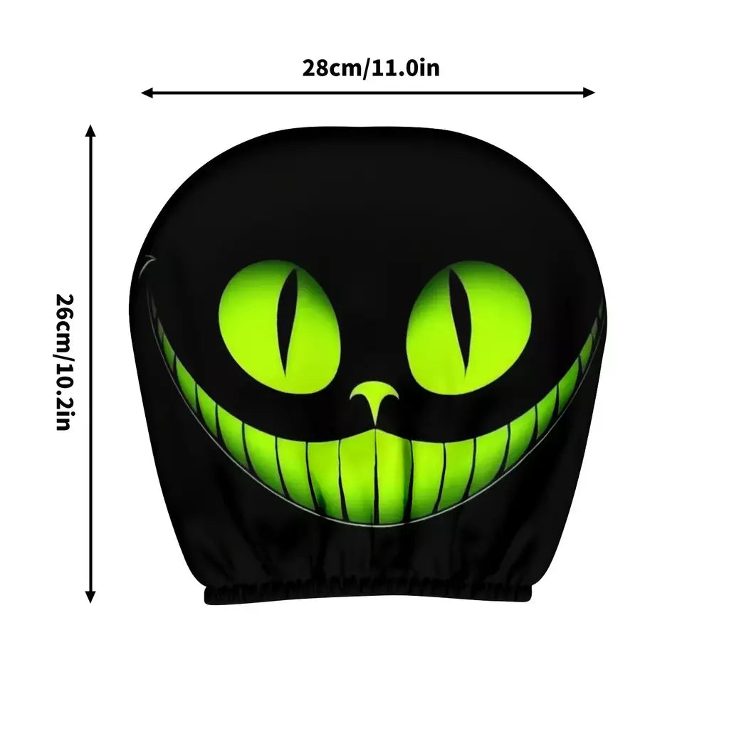 2 pçs fantasia sorriso místico olho de gato universal assento de carro encosto de cabeça cobre acessórios do carro presente do feriado capa protetora decorativa