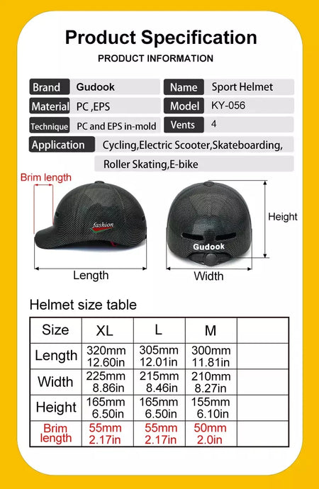 GUDOOK Capacetes de Bicicleta Novo Boné de Beisebol Boné de Pico Capacete de Bicicleta para Adultos Mountain Road Capacetes de Bicicleta Tamanho Ajustável Ciclismo