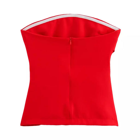 TRAF-Blusa sem mangas sem alças para mulheres, tops femininos, zíper traseiro, roupas de rua, tanque chique, moda verão, nova