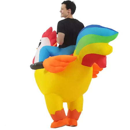 Adulto galo inflável traje engraçado unicórnio elk animais terno inflável halloween carnaval meio corpo explodir terno para cosplay