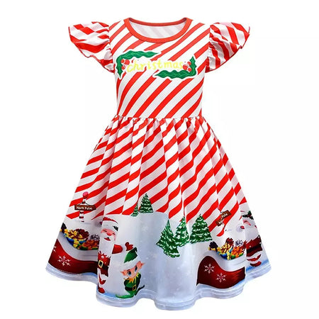 Novo natal meninas vestido carta papai noel impressão carnaval festa crianças roupas de natal masquerade desempenho roupas infantis