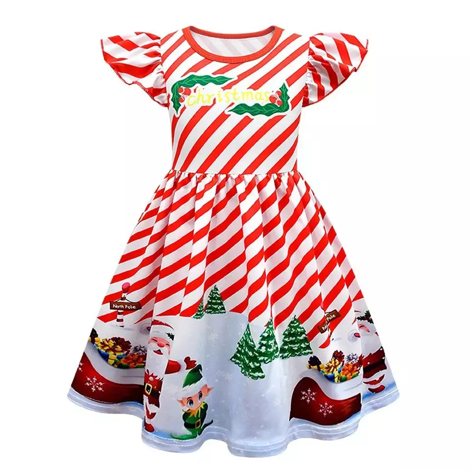 Novo natal meninas vestido carta papai noel impressão carnaval festa crianças roupas de natal masquerade desempenho roupas infantis