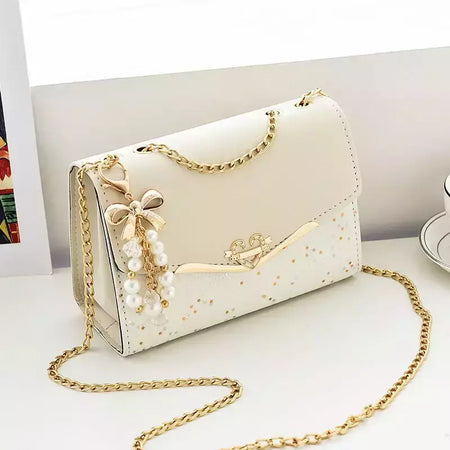 Lantejoula embelezada PU poliéster bolsa crossbody para senhoras, bolsa de ombro pequena, pingente cruz quadrada borla, moda na moda