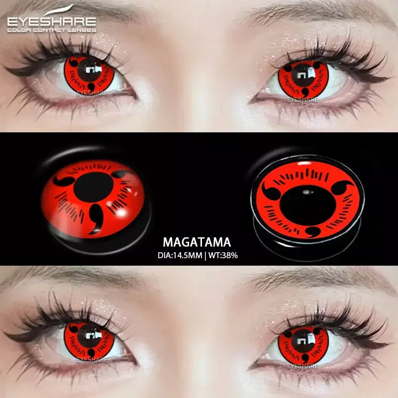 Eyeshare lentes de contato coloridas para olhos, 1 par de lentes coloridas de anime cosplay, lentes loucas de halloween, lentes de contato, maquiagem de beleza