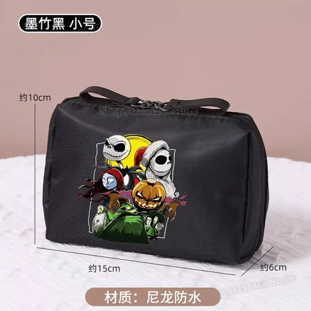 O pesadelo antes do natal saco de maquiagem figura dos desenhos animados jack skellington bolsa sacos cosméticos disney compõem casos organizadores