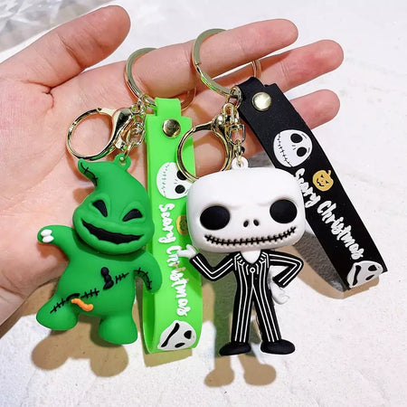 Figura clássica dos desenhos animados jack skellington chaveiro disney o pesadelo antes do natal boneca chaveiros mochila acessórios