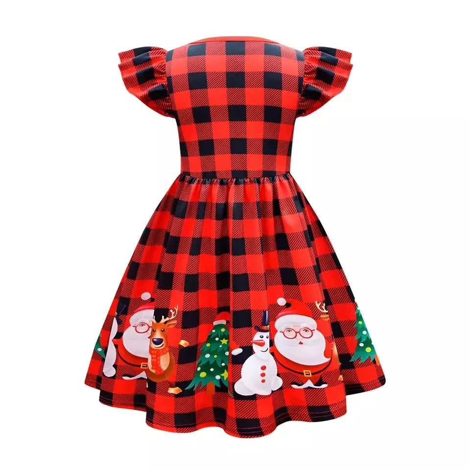 Novo natal meninas vestido carta papai noel impressão carnaval festa crianças roupas de natal masquerade desempenho roupas infantis