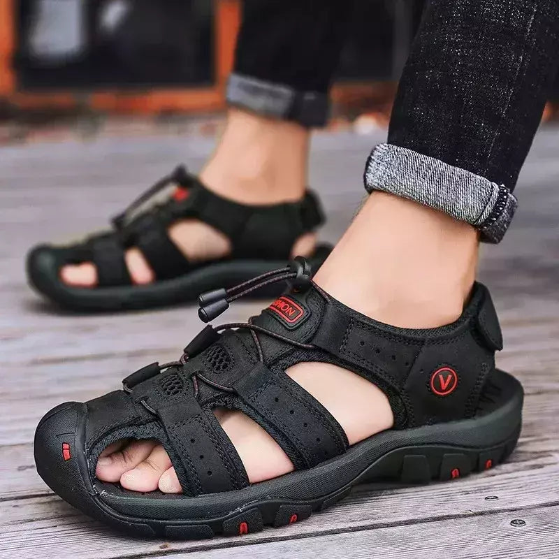 2024 sapatos masculinos de couro verão novo tamanho grande sandálias masculinas sandálias de moda chinelos tamanho grande 38-47 ?