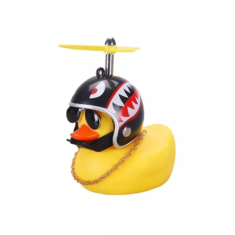 Borracha vento quebrado pato brinquedo motocicleta carro ornamentos pato amarelo painel do carro decoração com óculos legais hélice helmet2025