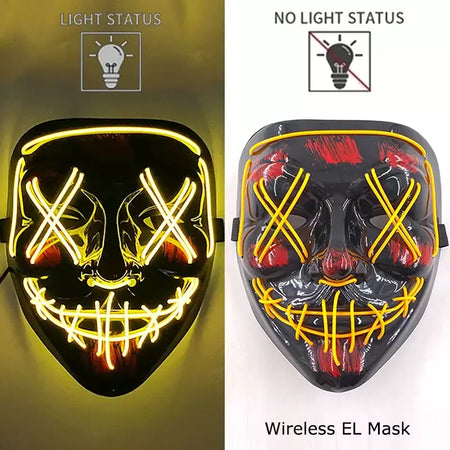 Neon sem fio led máscara de purga brilho no escuro cosplay máscara de terror halloween masquerade festa máscaras brilhantes engraçado vestir-se