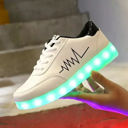 Maogu 2024 adulto unissex das mulheres dos homens criança tênis luminosos brilhante carga usb meninos led colorido light-up sapatos meninas calçados