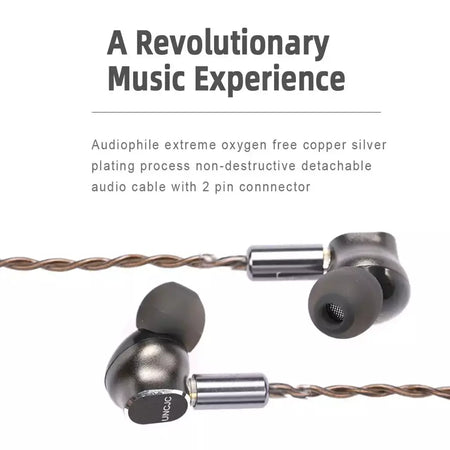 Uncjc fone de ouvido com fio de alta resolução usb c fones de ouvido embutidos USB-C dac par trançado cabo de 2 pinos iem fones de ouvido alugues áudio com microfone