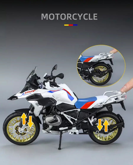 1/9 r1250 gs adv liga de corrida motocicleta diecasts rua esportes motocicleta modelo simulação com luz coleção crianças brinquedos presente
