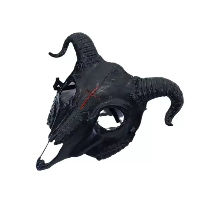 Máscara de terror de Halloween, máscara facial completa, festa de drama, adereços de cosplay, máscara de animal de cabra de plástico, máscara de demônio, fantasia de cabra de terror ele