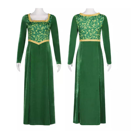 Anime princesa vestido verde fiona vestido shrek cosplay traje halloween fantasia festa terno roleplay para mulher adulta