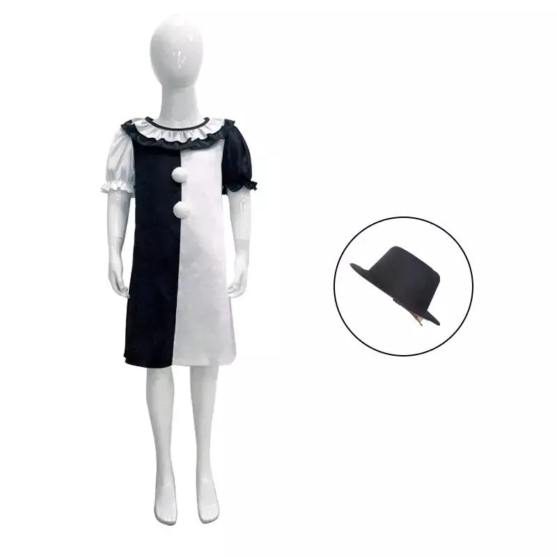 Crianças palhaço cosplay traje de halloween com máscara chapéu terrifier palhaço vestido criança macacão roupas para meninos meninas festa de carnaval
