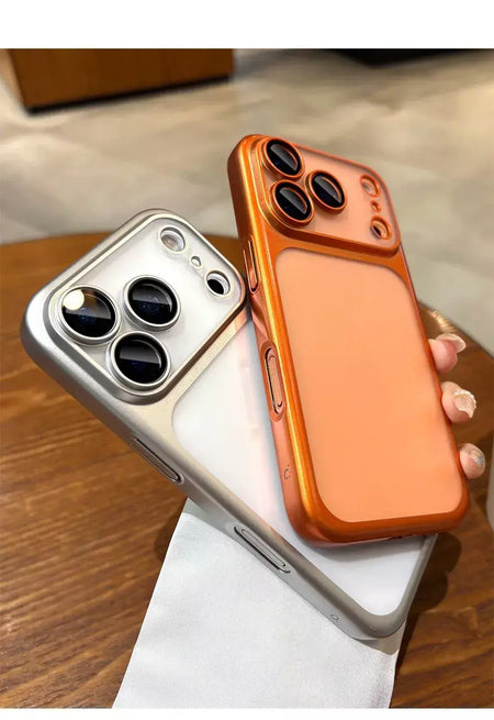 Mais recente laranja ultra fino fosco caso de telefone para iphone 17 pro max 17pro 17 com lente filme proteção à prova de choque duro pc capa