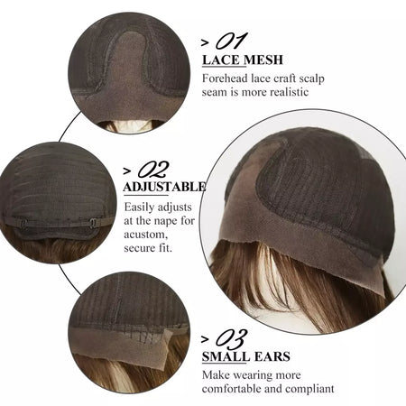 Marrom loira mista ombre cabelo humano perucas dianteiras do laço curto ondulado bob cabelo glolden loira remy peruca de cabelo humano para branco feminino diariamente