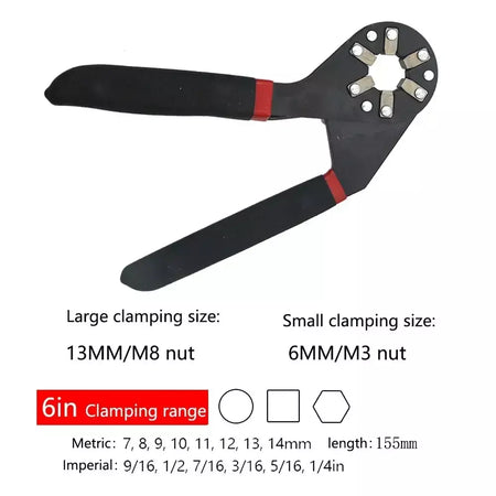 6/8 Polegada chave mágica manutenção doméstica ajustável torção mão aperto soquete exterior hexagonal ferramenta multifuncional