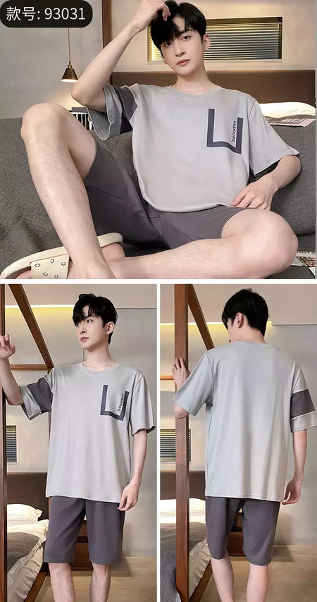Verão Mens Plus Size Lounge Wear Moda Pijama De Algodão Manga Curta Pj Set Impresso Elegante Xadrez Homewear 3xl 4xl Pijamas
