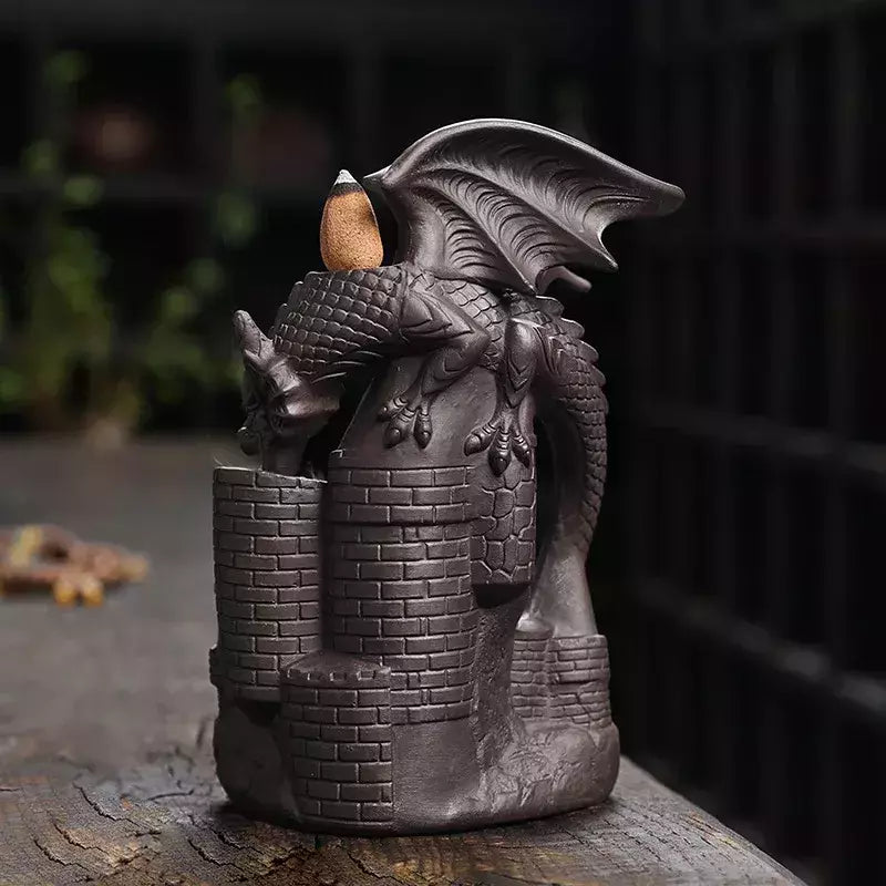 Handmade cerâmica incenso queimador, Retro Zen incenso vara titular, Dragon Cachoeira, Backflow Censer, Sala de estar artesanato ornamento