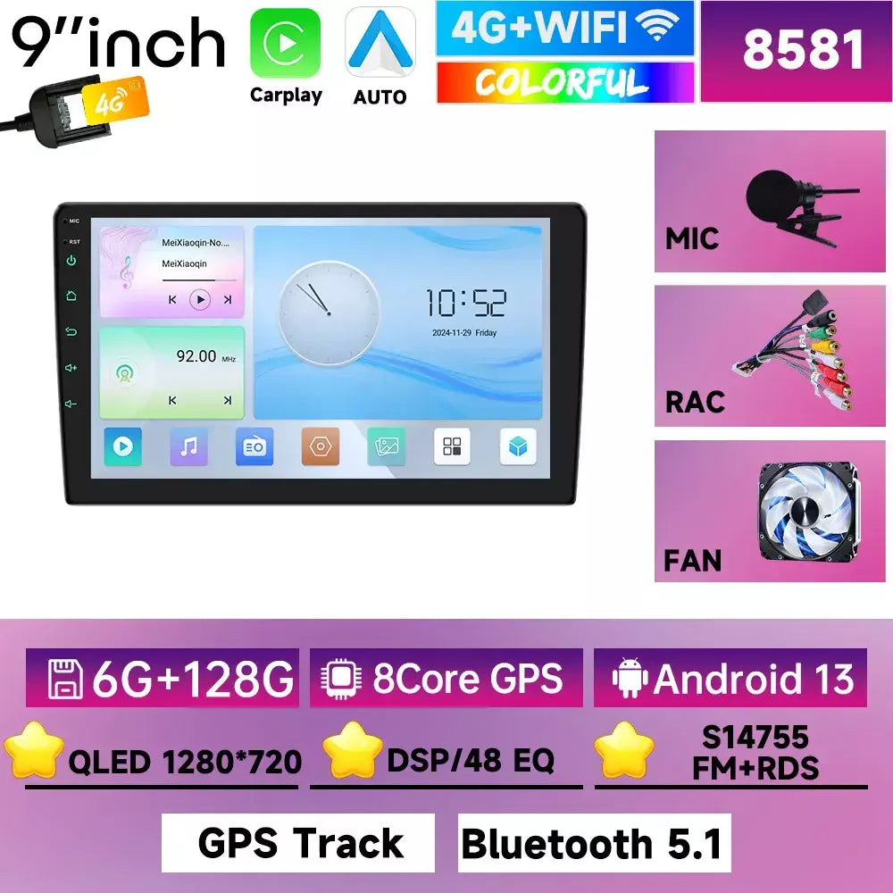 128g 2din 9 "reprodutor de vídeo multimídia carro universal para toyota hyundai kia nissan honda 2din android gps carplay/rádio automático estéreo