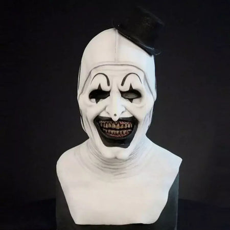 Horror Terrifier Palhaço Cosplay Máscara, Látex, Suave, Demônio, Mal, Coringa, Festa de Halloween, Fantasia, Adulto, Tamanho Único