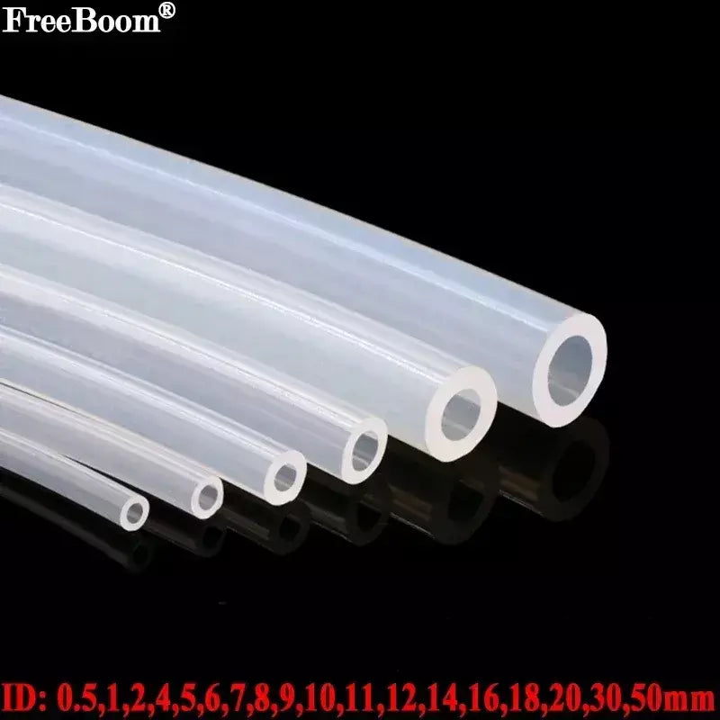 Mangueira de borracha de silicone de grau alimentício, 1m, diâmetro transparente 0.5 1 2 4 5 6 7 8 9 10 11 12 14 16mm, tubo de silicone flexível