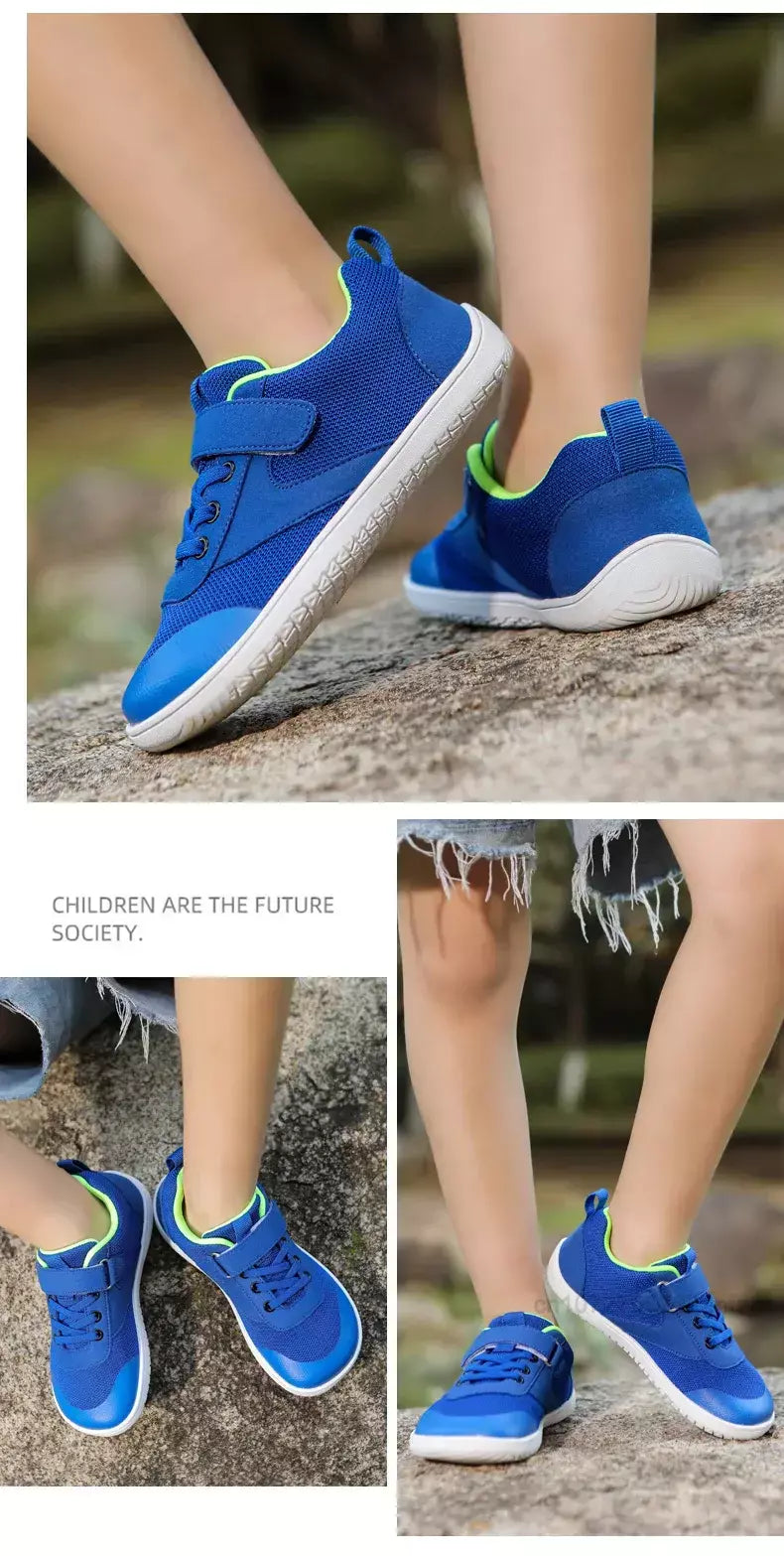 Novos meninos meninas tênis crianças largas sapatos descalços naturalmente spracam sapatos da criança pequena grande criança