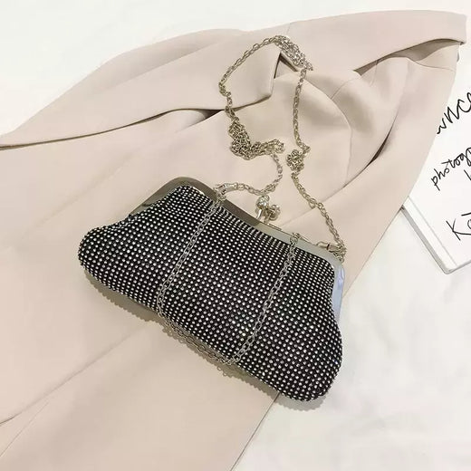 Diamante de ouro sacos de noite para mulheres, bolsa de luxo, corrente elegante, ombro crossbody bag, embreagem festa casamento, moda, 2024