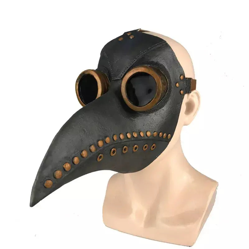Halloween preto borracha praga médico máscara nariz longo pássaro beek steampunk gás látex máscara facial cosplay prop para crianças e adultos