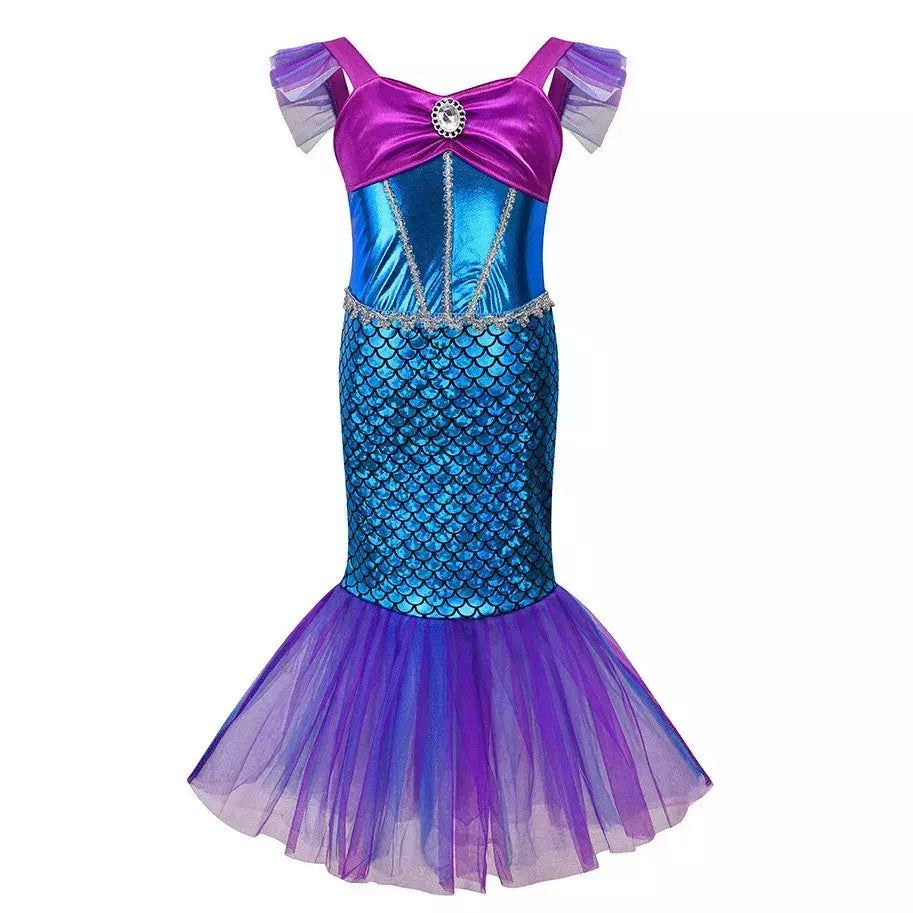 Menina sereia vestido para crianças festa de aniversário princesa cosplay traje ariel halloween fantasia roupas verão elegante vestido