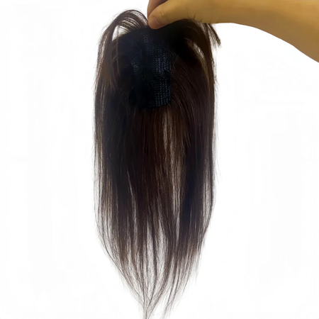 Nenhum clipes de cabelo humano franja francesa gancho e laço pasta mágica toppers para mulheres fácil de usar adesivos de costura remendos de cabelo extensão