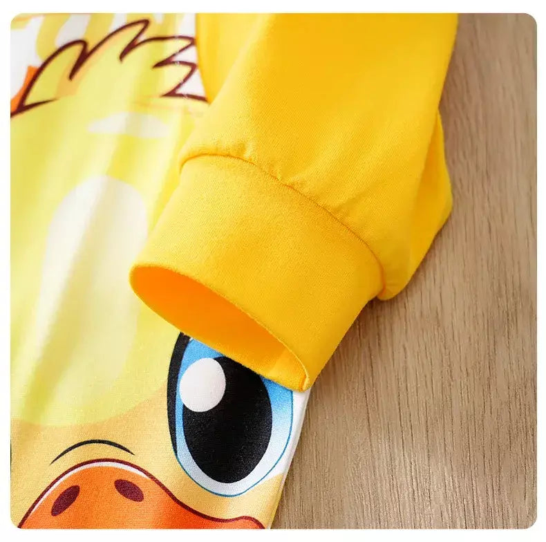 Bebê meninos meninas dos desenhos animados pato amarelo outono manga longa macacão infantil da criança recém-nascido 0-18 meses quente macio aconchegante