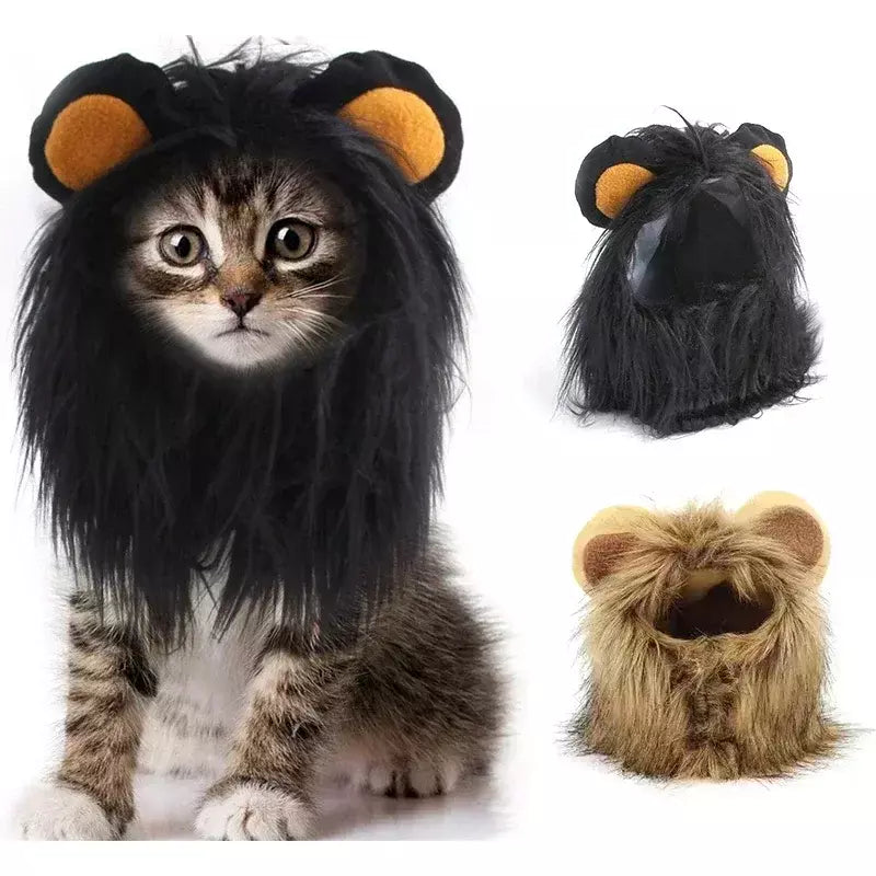Gato cosplay vestir-se chapéu para animais de estimação juba de leão para gato filhote de cachorro leão peruca traje festa decoração halloween natal gatospet suprimentos