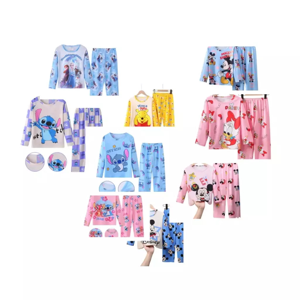 Crianças Minnie Elsa Duck Pijamas dos desenhos animados, roupas infantis para casa, conjuntos para meninos e meninas, terno de viagem, casual, novo, 2 peças por conjunto