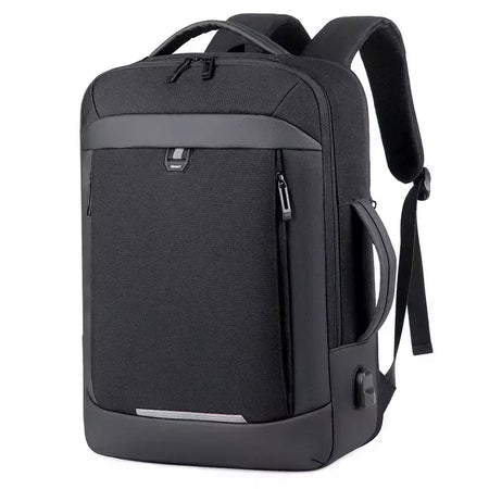 Expansível Mochila Laptop Impermeável, Bolsa de Negócios Masculina, Mochilas de Trabalho Multifuncionais, Saco Preto para Notebook, 16 17 "Carregamento